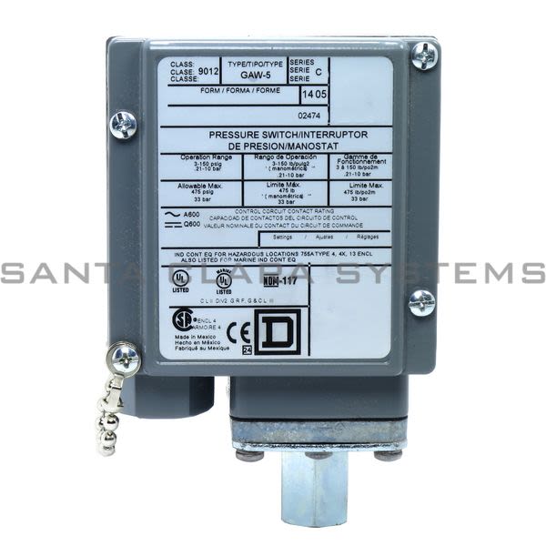 Square D 9012-GAW5 Pressure Switch Product Image