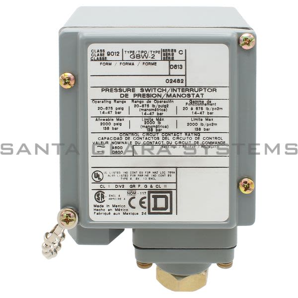 Square D 9012-GBW2 Pressure Switch Product Image