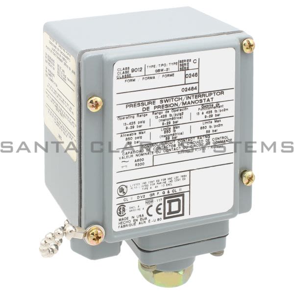 Gbw Square D Pressure Switch Santa Clara Systems