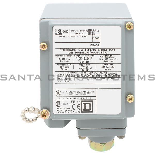 Square D 9012-GBW21 Pressure Switch Product Image