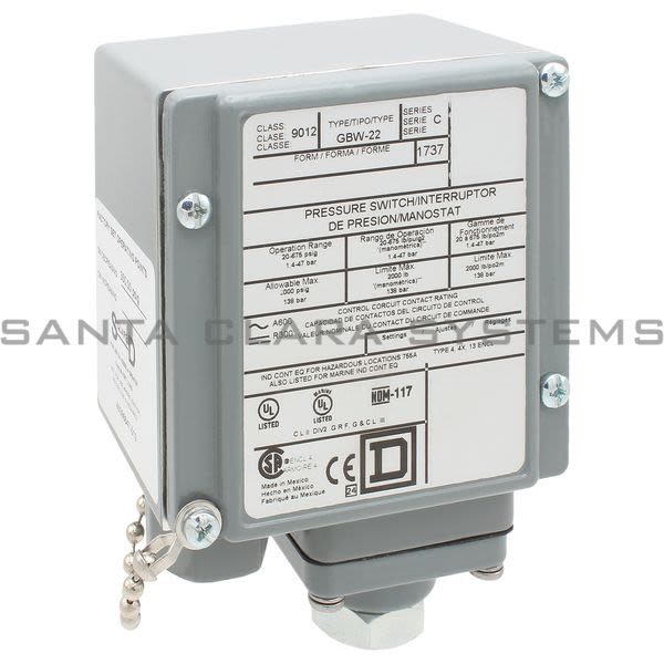 Square D 9012-GBW22 Pressure Switch Product Image