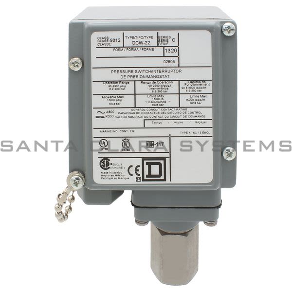 Square D 9012-GCW22 Pressure Switch Product Image