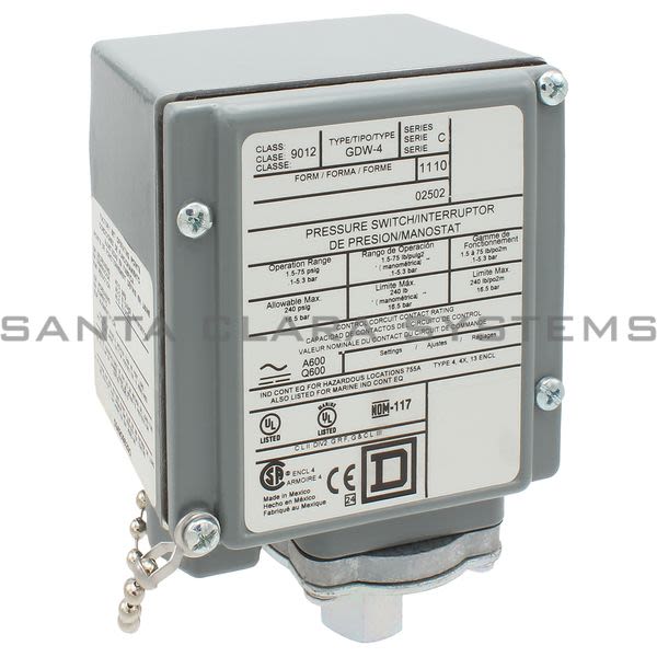 Square D 9012-GDW4 Pressure Switch Product Image