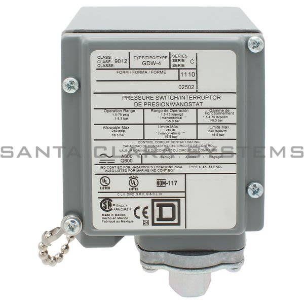 Square D 9012-GDW4 Pressure Switch Product Image