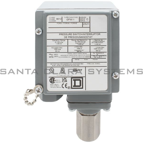 Square D 9012-GFW1 Pressure Switch Product Image