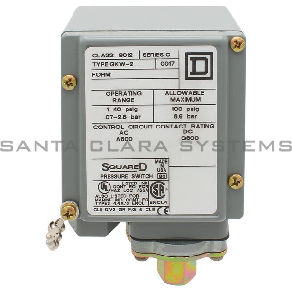 Square D 9012-GKW2 Pressure Switch Product Image