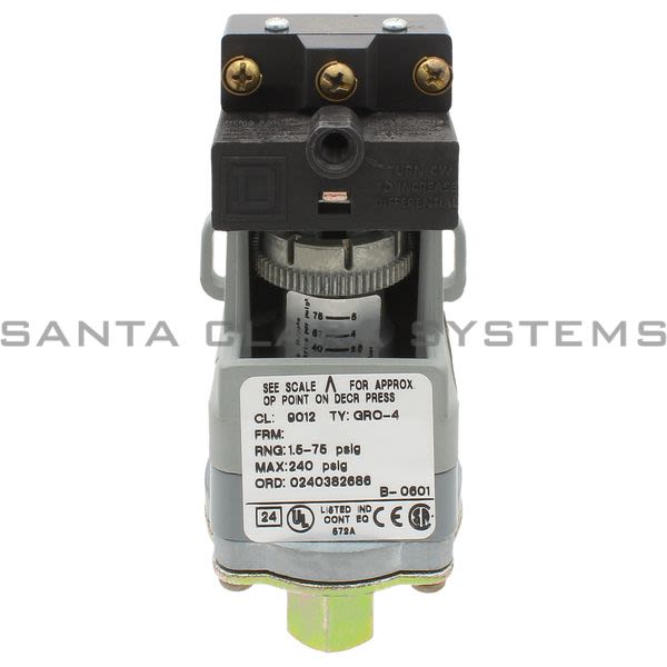 Square D 9012-GRO4 Pressure Switch Product Image