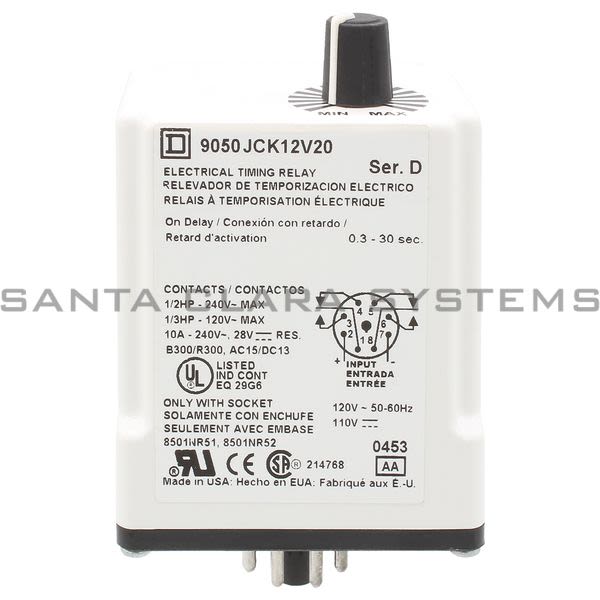 Square D 9050-JCK12V20 Timing Relay Product Image