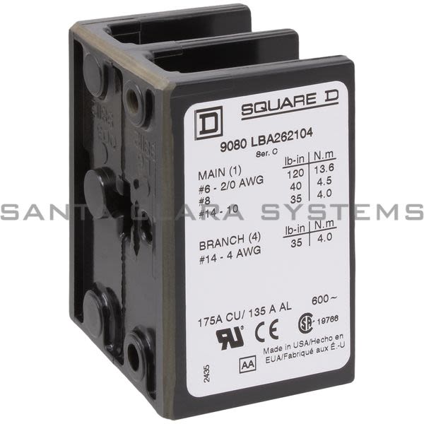 Square D 9080-LBA262104  Power Distribution Block Product Image