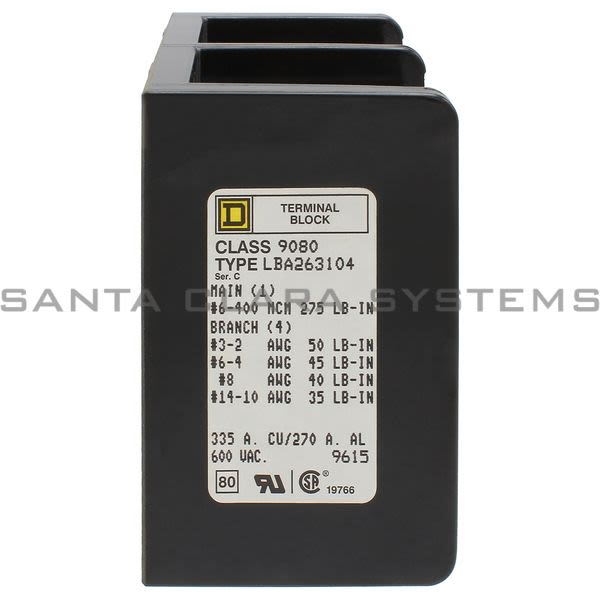 Square D 9080-LBA263104  Power Distribution Block Product Image