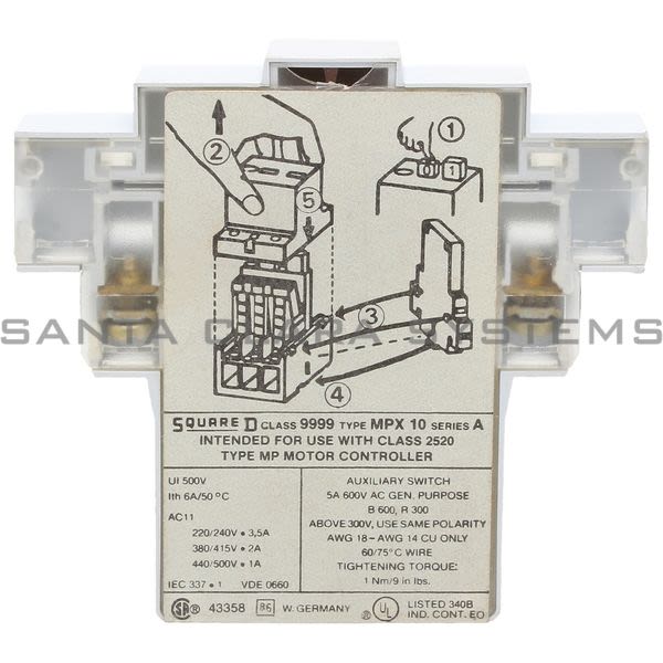 Square D 9999-MPX10 Auxiliary Switch Product Image