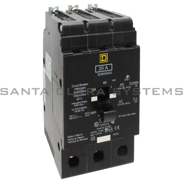 Square D EDB34020 Circuit Breaker Product Image