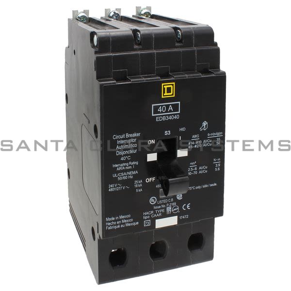 Square D EDB34040 Circuit Breaker Product Image