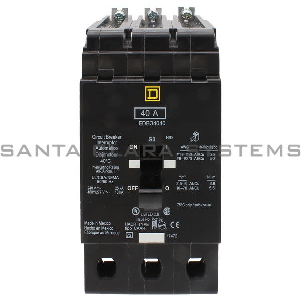 Square D EDB34040 Circuit Breaker Product Image