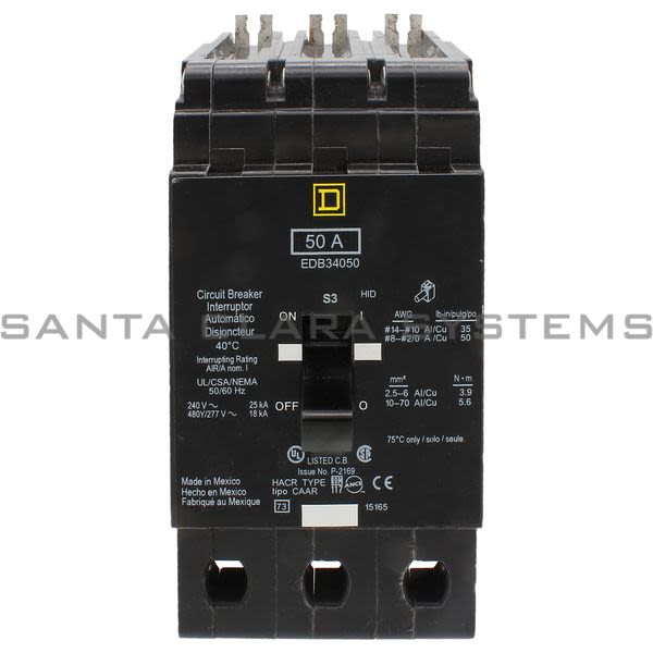 Square D EDB34050 Circuit Breaker 50A | Edb-34050 Product Image