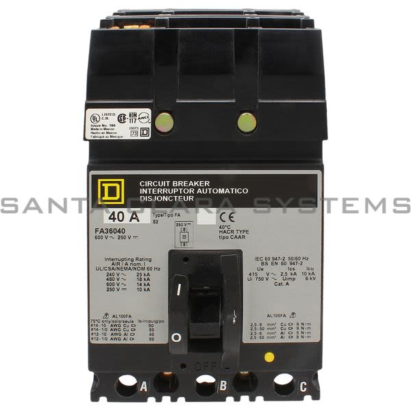 Square D FA36040 Circuit Breaker Product Image