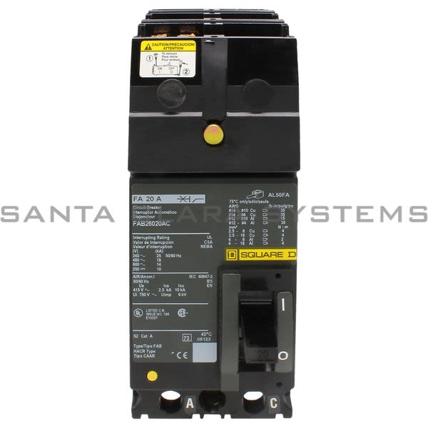 Square D FAB26020AC Circuit Breaker Product Image