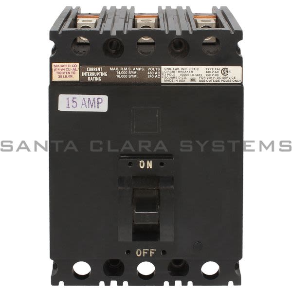 Square D FAL34015 Molded Case Circuit Breaker , 480VAC, 15A Product Image