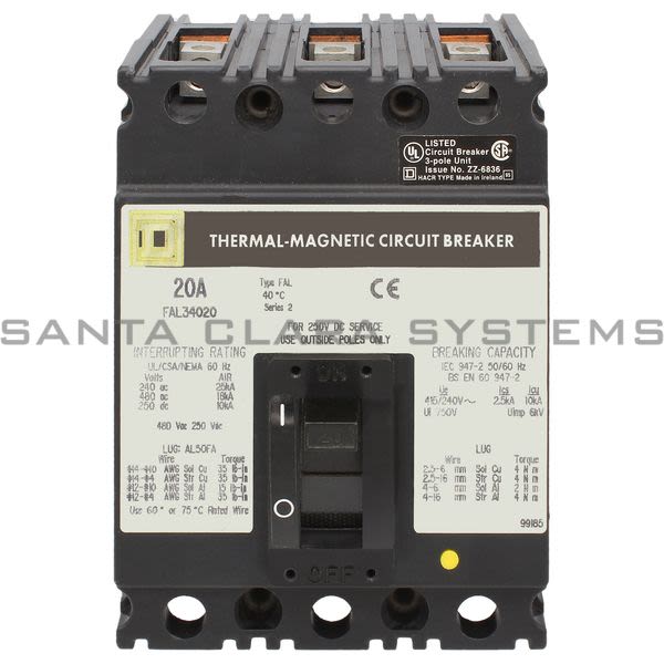 Square D FAL34020 Molded Case Circuit Breaker 480V 20A Product Image