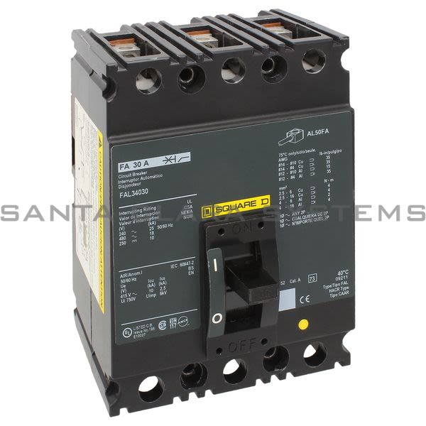 Square D FAL34030 Molded Case Circuit Breaker 480V 30A Product Image