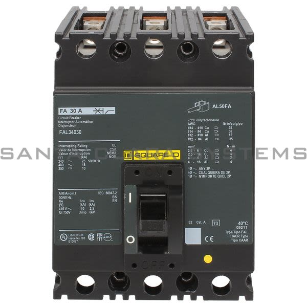 Square D FAL34030 Molded Case Circuit Breaker 480V 30A Product Image
