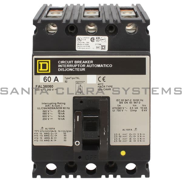 Square D FAL36060 Molded Case Circuit Breaker 480V 70A Product Image
