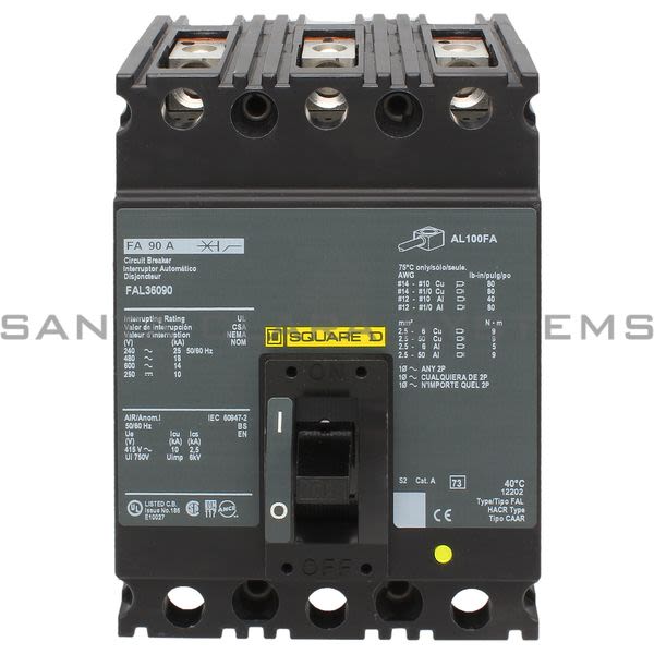 Square D FAL36090 Thermal Magnetic Circuit Breaker 600VDC 90A Product Image