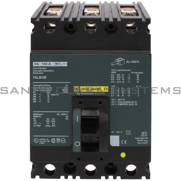 Square D FAL36100 Circuit Breaker Product Image