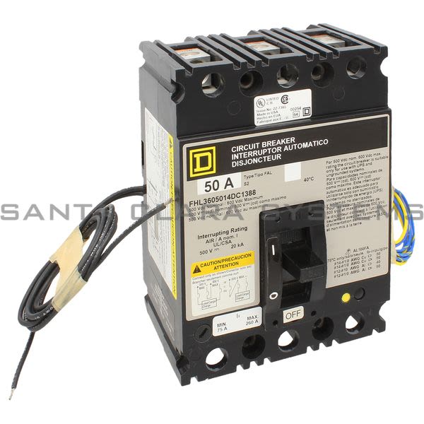 Square D FHL3605014DC1388 Molded Case Circuit Breaker 600V 50A Product Image