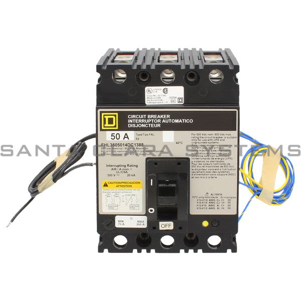 Square D FHL3605014DC1388 Molded Case Circuit Breaker 600V 50A Product Image