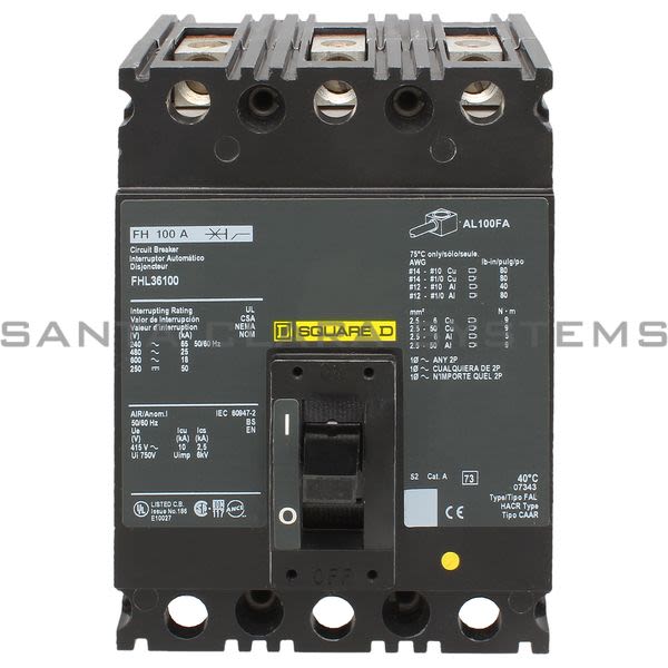 Square D FHL36100 Circuit Breaker Product Image