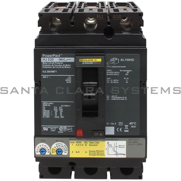 Square D HJL36030M71 Powerpact H-Frame Motor Circuit Protector Product Image