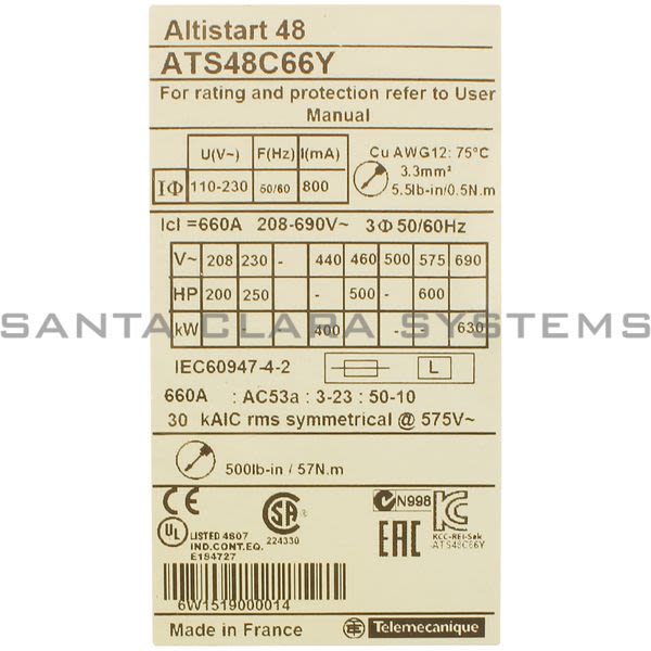 Telemecanique ATS48C66Y Soft Starter Product Image
