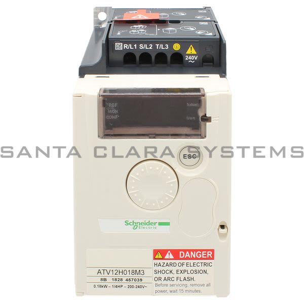 Telemecanique ATV12H018M3 variable speed drive ATV12 - 0.18kW - 0.25hp - 200..240V - 3ph Product Image
