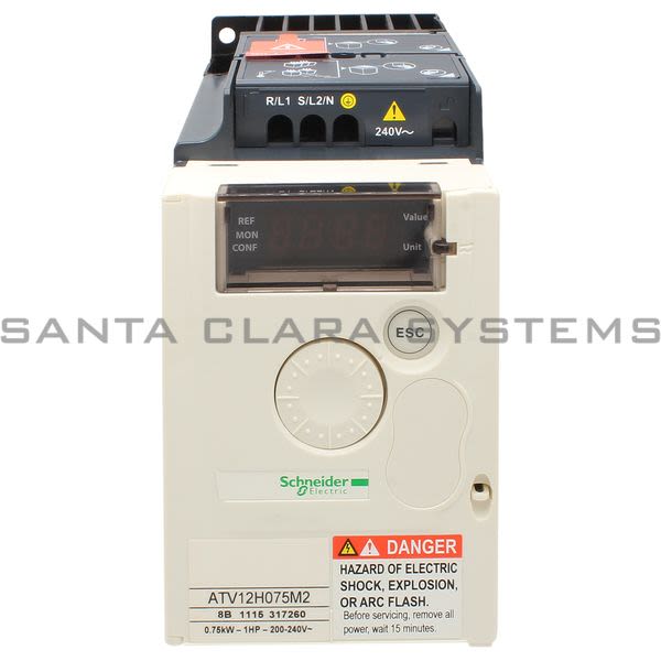 Telemecanique ATV12H075M2 variable speed drive ATV12 - 0.75kW - 1hp - 200..240V - 1ph - with heat sink Product Image