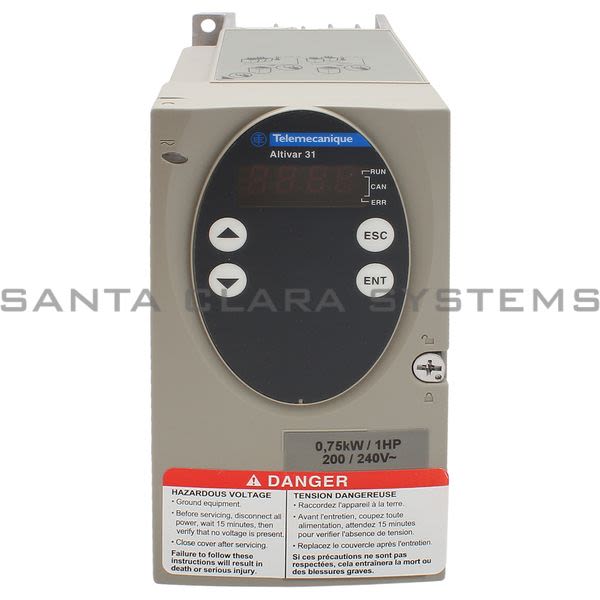 Telemecanique ATV31H075M2 variable speed drive ATV31 - 0.75kW - 240V 1-phase supply - EMC filter - IP20 Product Image