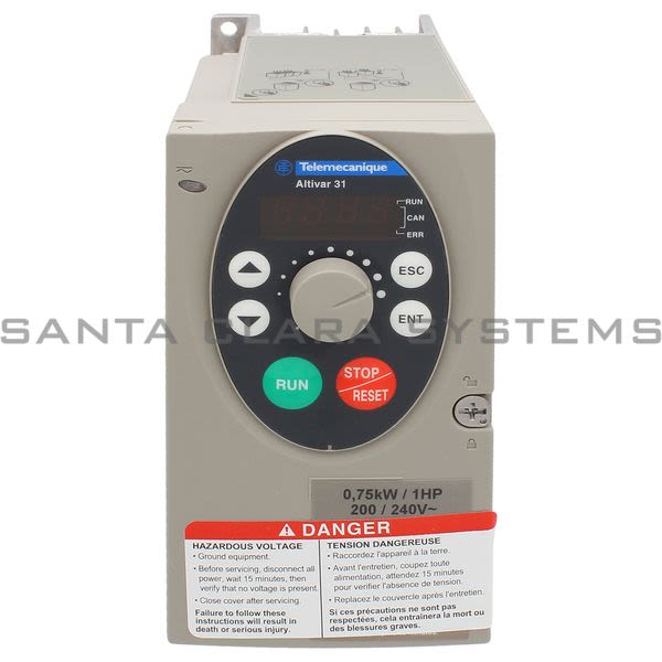 Telemecanique ATV31H075M2A  variable speed drive ATV31 - 0.75kW - 240V 1-phase supply - EMC filter - IP20 Product Image
