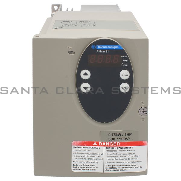 Telemecanique ATV31H075N4  variable speed drive ATV31 - 0.75kW - 500V 3-phase supply - EMC filter - IP20 Product Image