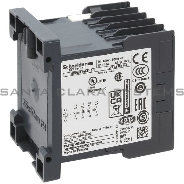 Telemecanique CA4KN31BW3 TeSys K control relay - 3 NO + 1 NC - <= 690 V - 24 V DC low consumption coil Product Image