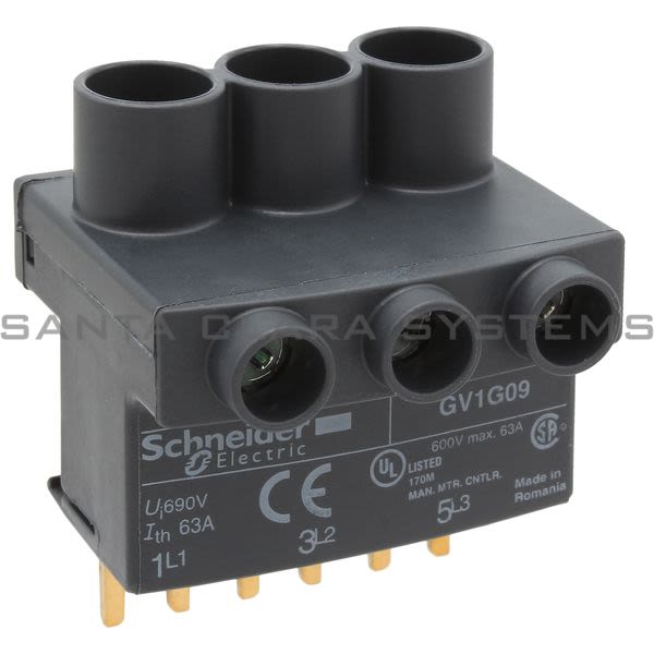 Telemecanique GV1 G09  TeSys GV2, TeSys D & TeSys U - terminal block - 3P - from the top Product Image