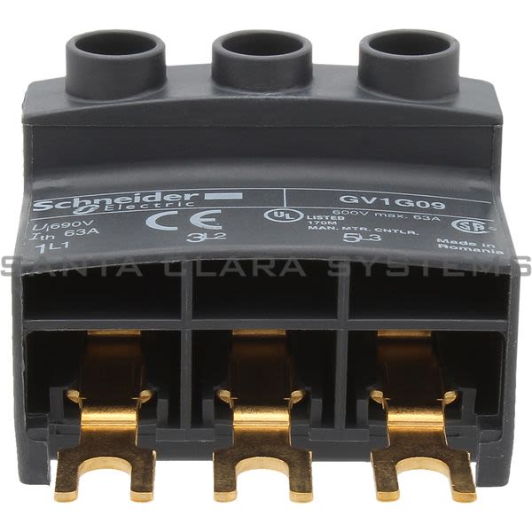 Telemecanique GV1 G09  TeSys GV2, TeSys D & TeSys U - terminal block - 3P - from the top Product Image