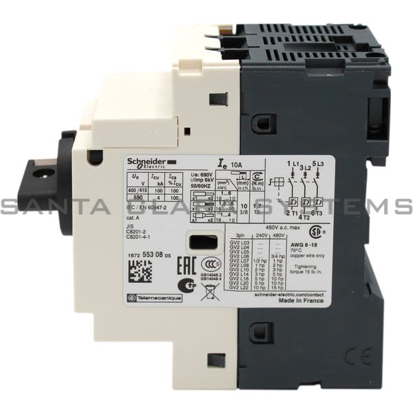 Telemecanique GV2L14 TeSys GV2 - Circuit breaker - magnetic - 10 A - screw clamp terminals Product Image
