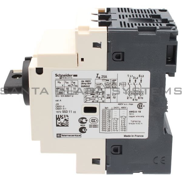 Telemecanique GV2L22 TeSys GV2 - Circuit breaker - magnetic - 25 A - screw clamp terminals Product Image