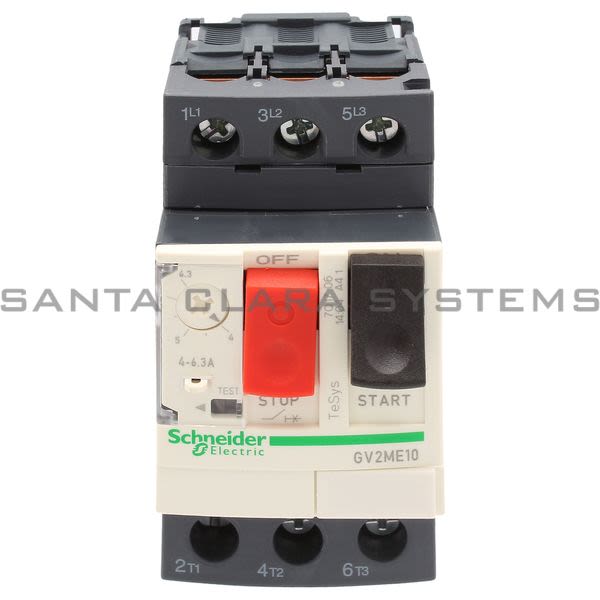 Telemecanique GV2ME10 TeSys GV2-Circuit breaker-thermal-magnetic - 4...6.3 A - screw clamp terminals Product Image