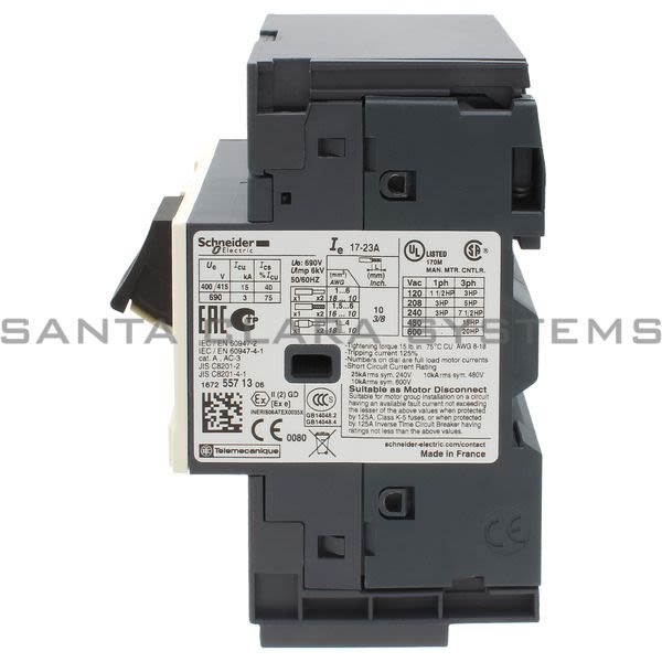 Telemecanique GV2ME213 TeSys GV2 - Circuit breaker - thermal-magnetic - 17...23 A - spring terminals Product Image