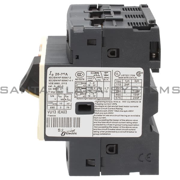 Telemecanique GV2ME22 TeSys GV2-Circuit breaker-thermal-magnetic - 20...25 A - screw clamp terminals Product Image