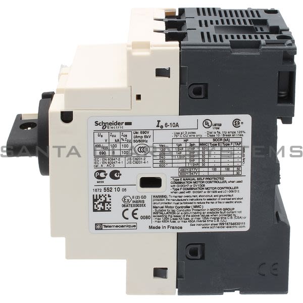 Telemecanique GV2P14 TeSys GV2 - Motor circuit breaker - thermal-magnetic - 6?10 A Product Image