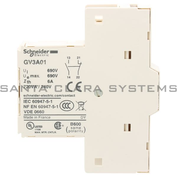 Telemecanique GV3A01 TeSys GV3 - auxiliary contact - 1 NO + 1 NC early-break Product Image