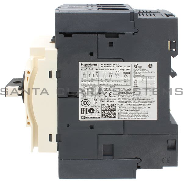 Telemecanique GV3P50 TeSys GV3-Circuit breaker-thermal-magnetic - 37?50A - EverLink BTR connectors Product Image