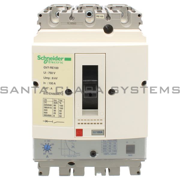 Telemecanique GV7 RE100  TeSys GV7 - circuit breaker - 3P - AC-3 - 60...100 A - thermal-magnetic Product Image